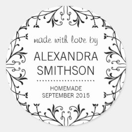 Adesivo Redondo Feita com Rótulos de Presente para Triagem Homemad