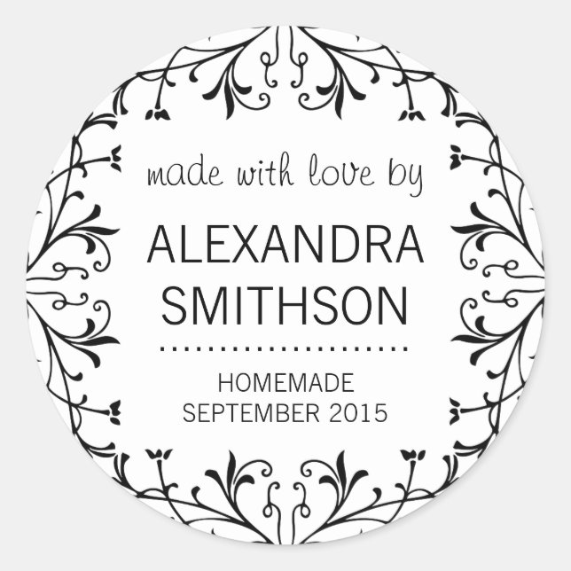 Adesivo Redondo Feita com Rótulos de Presente para Triagem Homemad (Frente)