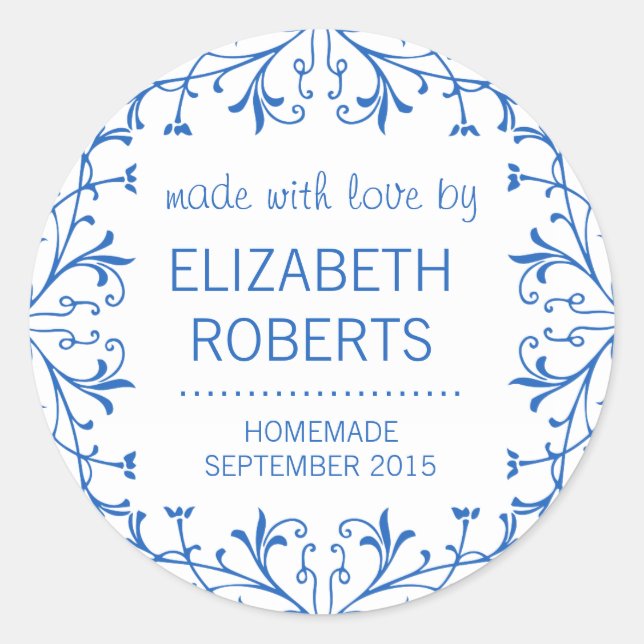 Adesivo Redondo Feita com Rótulos de Presente para Triagem Homemad (Frente)