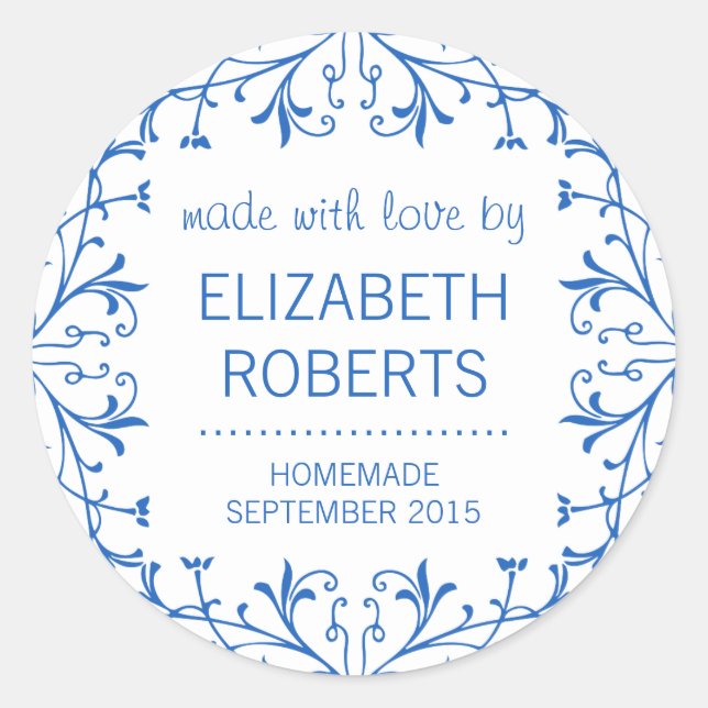 Adesivo Redondo Feita com Rótulos de Presente para Triagem Homemad (Frente)