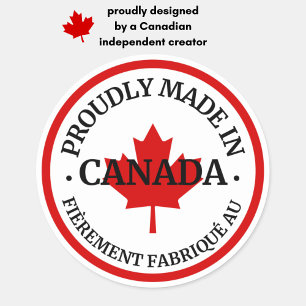 Adesivo Redondo Feita orgulhosamente no Canadá/Fabriqué au Canada