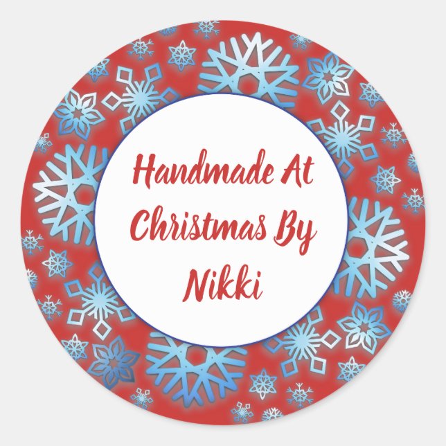 Adesivo Redondo Feitas À Mão No Natal Por Vinhetas (Frente)