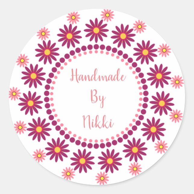 Adesivo Redondo Feitas À Mão Por Vinhetas (Frente)