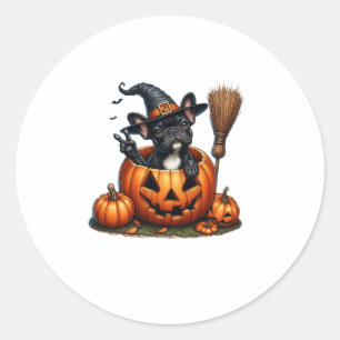 Adesivo Redondo Feiticeira francesa Pumpkin Halloween Mens Mulhere