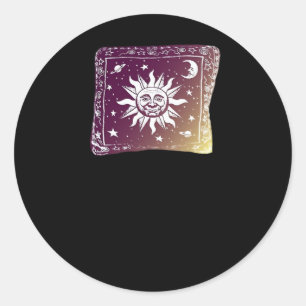 Adesivo Redondo Feiticeira Gótica Gótica de Cor Moon Boho