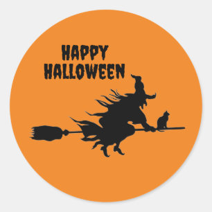 Adesivo Redondo Feiticeira Voadora em Pinheiros Redondos Clássicos