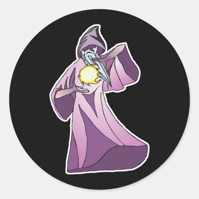 Adesivo Redondo feiticeiro mago com bola de cristal (Frente)