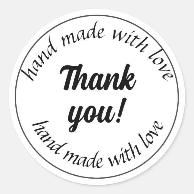 Adesivo Redondo feito à mão com amor (Frente)