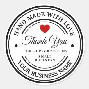 Adesivo Redondo feito à mão com amor   OBRIGADO