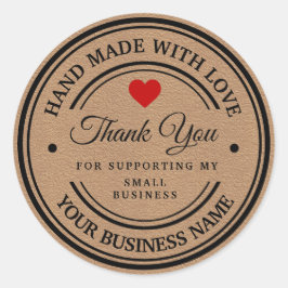 Adesivo Redondo feito à mão com amor | OBRIGADO