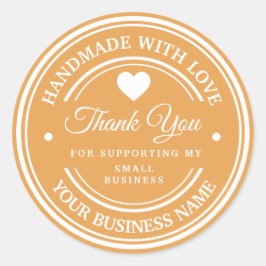 Adesivo Redondo Feito à mão com amor | obrigado rótulo redondo clá