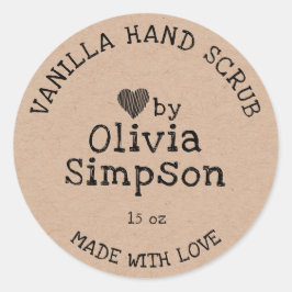 Adesivo Redondo Feito à Mão com Amor Pequenos Negócios Personaliza