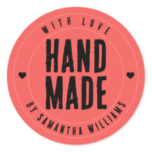 Feito à Mão com Amor Rosa Coral Personalizado Arte