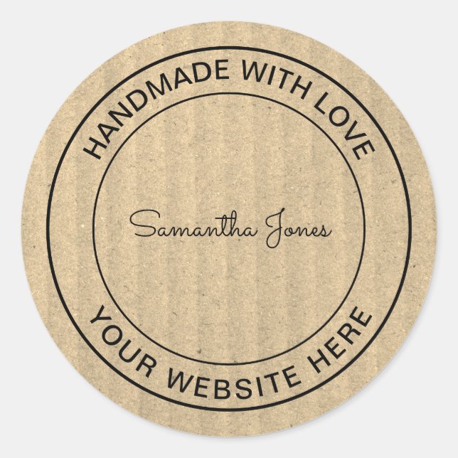 Adesivo Redondo Feito à mão com o Artesanato de amor DIY Kraft Pap (Frente)