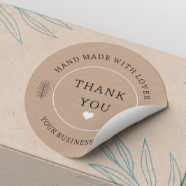 Adesivo Redondo feito à mão com obrigado amante