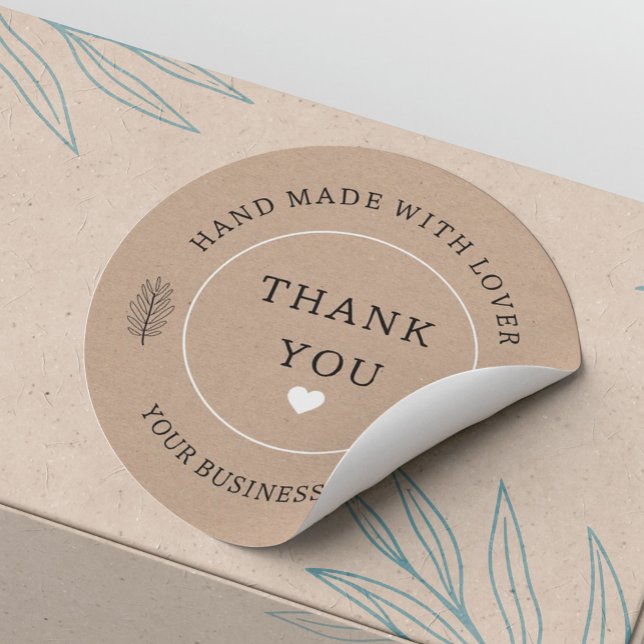 Adesivo Redondo feito à mão com obrigado amante (Criador carregado)