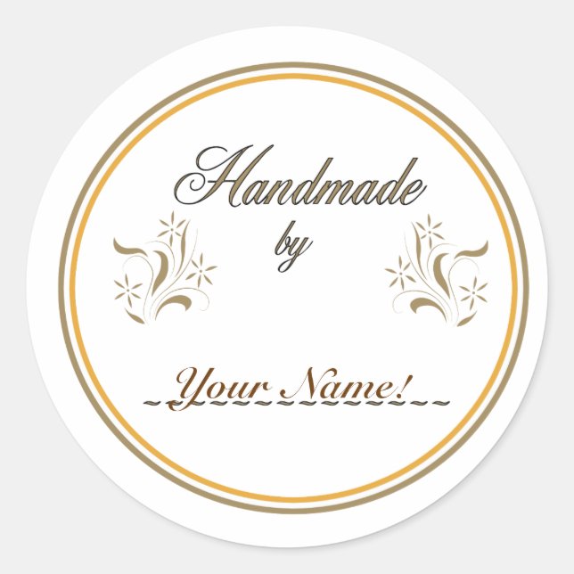 Adesivo Redondo Feito à mão por... (Frente)