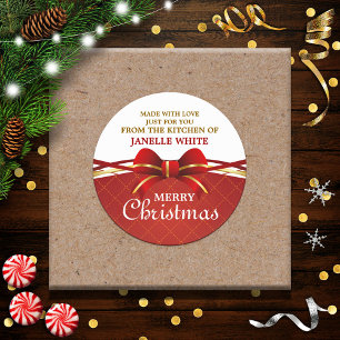 Adesivo Redondo Feito Com Amor Arco Vermelho