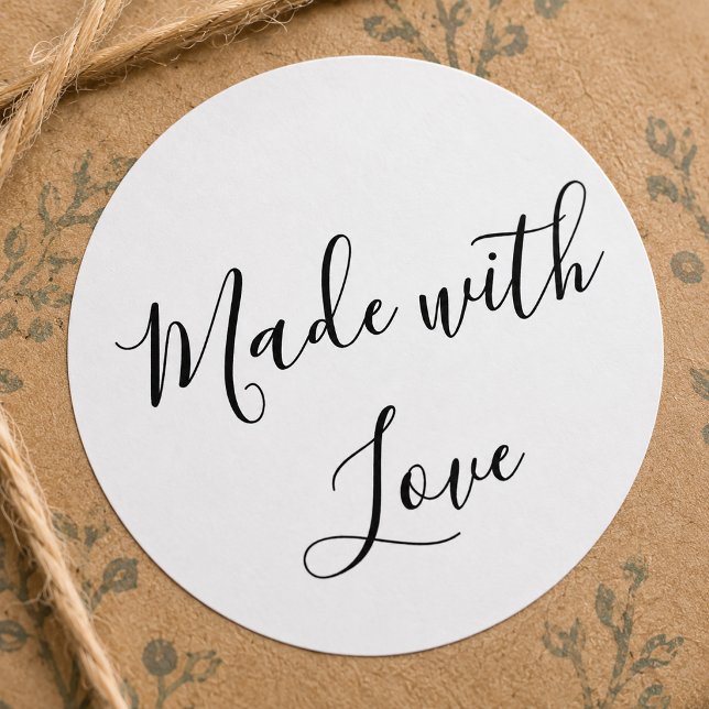 Adesivo Redondo Feito com Amor Artesanal (Made with Love Sticker)