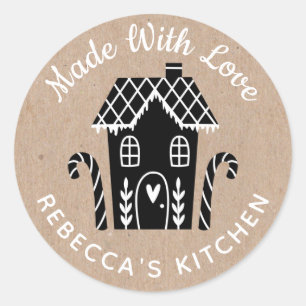 Adesivo Redondo Feito com amor, Kraft Natal