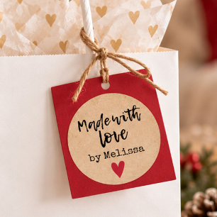 Adesivo Redondo Feito Com Amor Kraft Personalizado