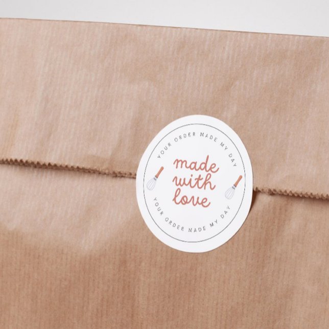 Adesivo Redondo Feito com amor, padaria caseira (Criador carregado)