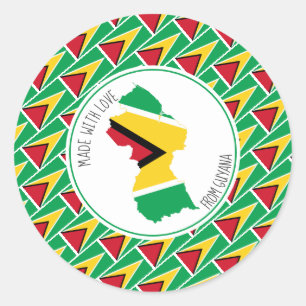Adesivo Redondo Feito Com Amor Personalizado GUYANA FLAG Guyanese