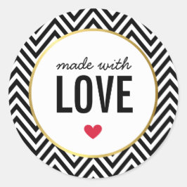 Adesivo Redondo FEITO COM LOVE empacotamento fofo cromo preto bran