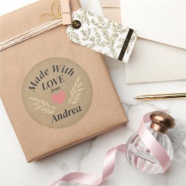 Adesivo Redondo Feito com Nome Personalizado de Amor