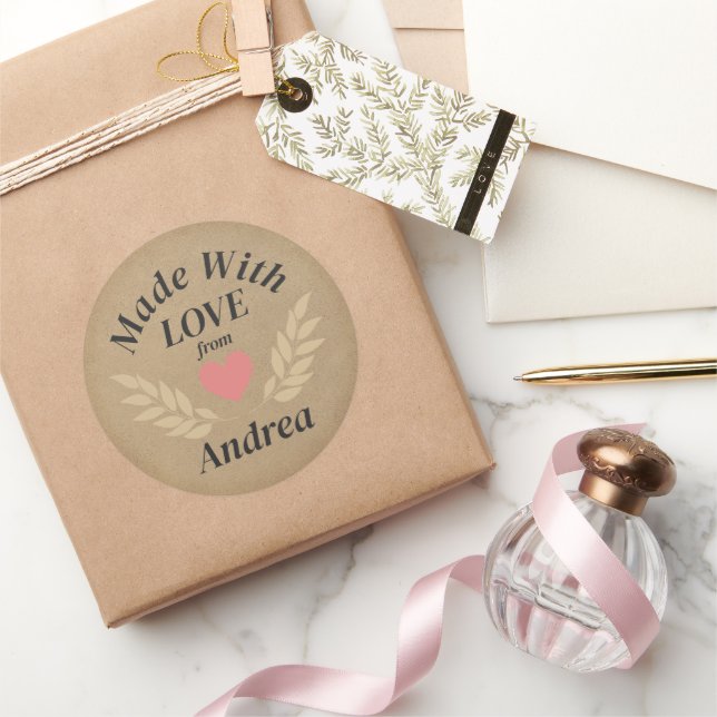 Adesivo Redondo Feito com Nome Personalizado de Amor (Presentear)