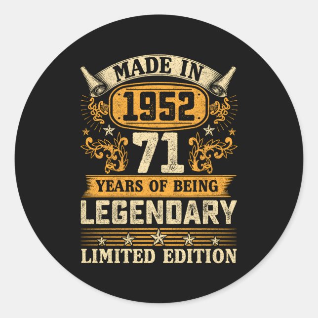 Adesivo Redondo Feito Em 1952 71 71Ruas (Frente)