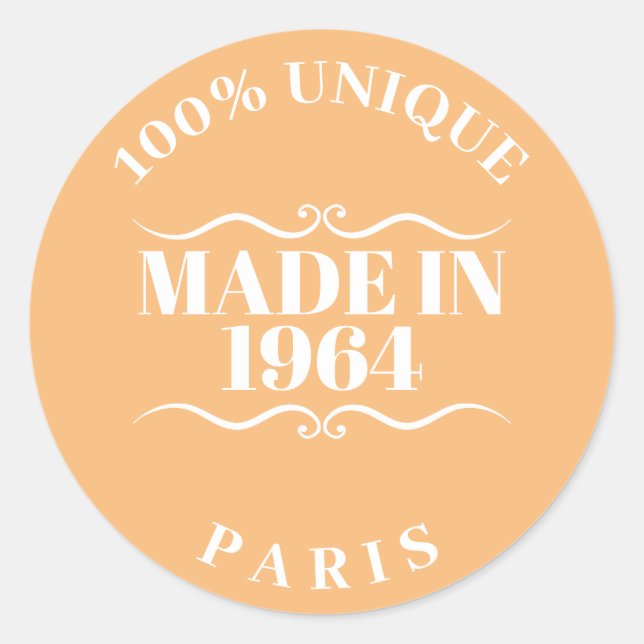 Adesivo Redondo Feito em 1964 (Frente)