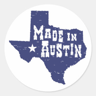 Adesivo Redondo Feito em Austin