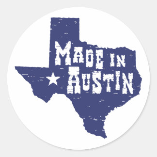 Adesivo Redondo Feito em Austin