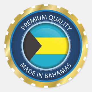 Adesivo Redondo Feito em Bahamas, Selo Bahamas