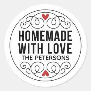Adesivo Redondo Feito em Casa Com Amor Personalizado