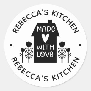 Adesivo Redondo Feito em Casa Com Amor Personalizado