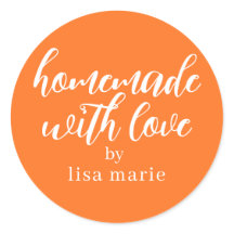 Feito em Casa com Amor Presente Laranja Brilhante