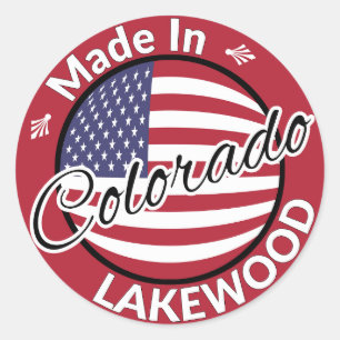 Adesivo Redondo Feito em Lakewood Colorado American Flag