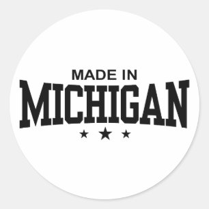 Adesivo Redondo Feito em Michigan