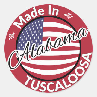 Adesivo Redondo Feito em Tuscaloosa Alabama Stars and Stripes Flag