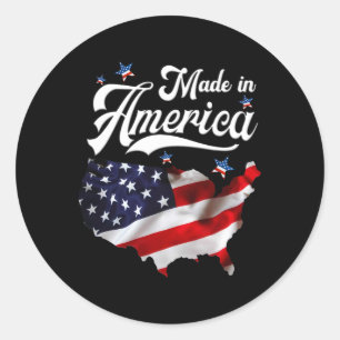 Adesivo Redondo Feito Na América - Bandeira Americana Patriótica 4