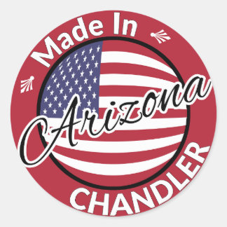Adesivo Redondo Feito na Arizona Chandler, bandeira dos Estados Un