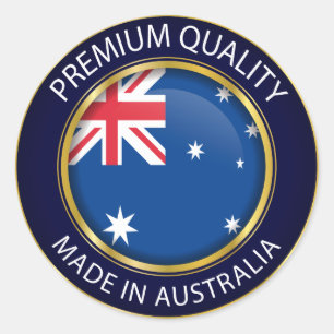 Adesivo Redondo Feito no selo de Austrália, bandeira australiana