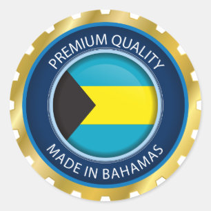 Adesivo Redondo Feito no selo de Bahamas, bandeira baamiana