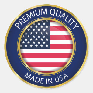 Adesivo Redondo Feito no selo dos EUA, bandeira americana