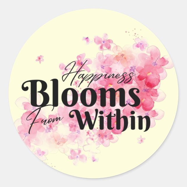 Adesivo Redondo Felicidade Bloomia de Dentro (Frente)