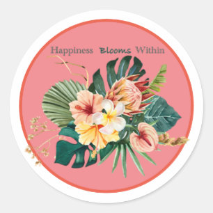 Adesivo Redondo Felicidade Blooms Dentro dos Stickers Clássicos
