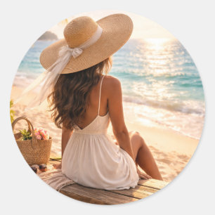 Adesivo Redondo Felicidade da Hora Dourada