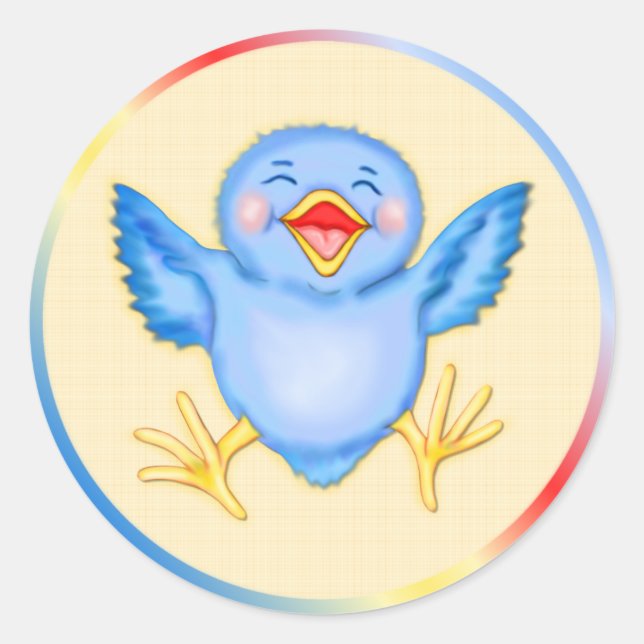 Adesivo Redondo Felicidade do Bluebird (Frente)
